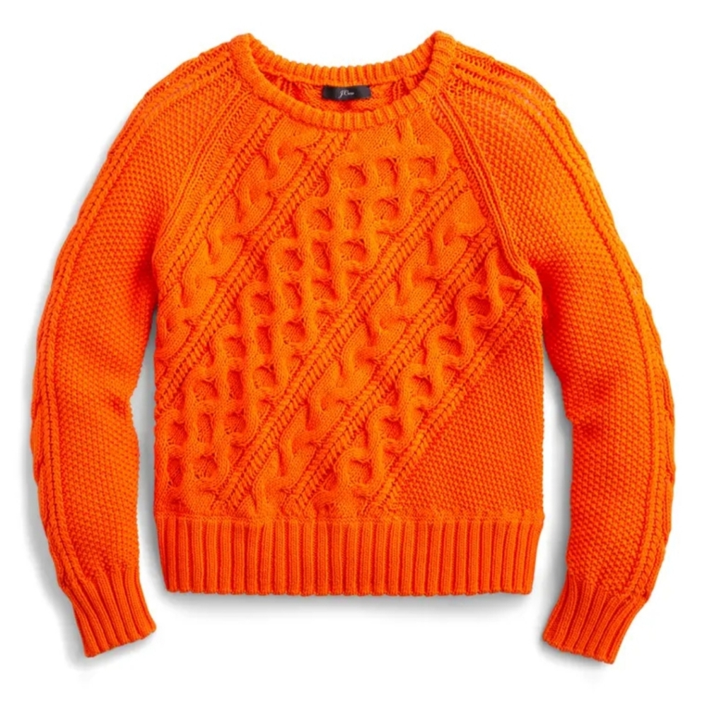 J. Crew Diagonal Cable Knit Crewneck Sweater
